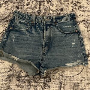 wild fable Dark Blue Distressed Rolled-Hem Jean Shorts